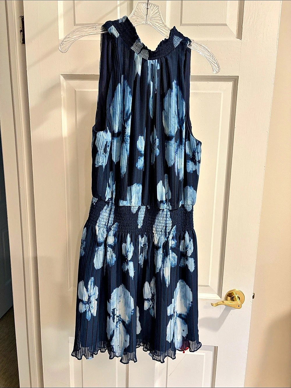 Ramy Brook Janie Dress Abstract Mini Dress Blue & Black Size M